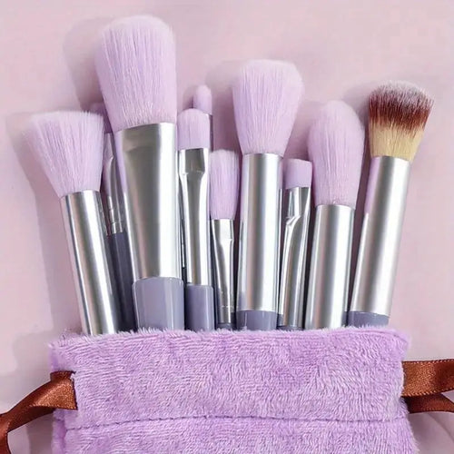 13pcs Premium Synthetic Nylon Bristle Makeup Brush Set - Soft, Gentle,