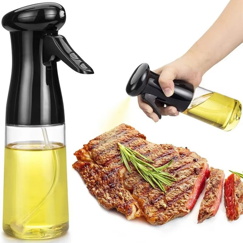 1pc Black Kitchen Oil Bottle Cooking Oil Spray 200ml Pneumatic Spray