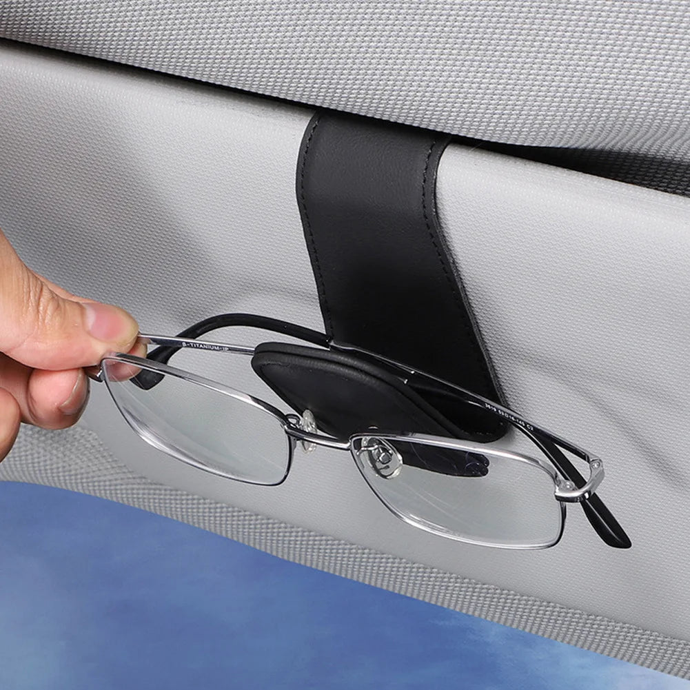 Universal Car Auto Sun Visor Eyeglass Hanger Clip Leather Glasses