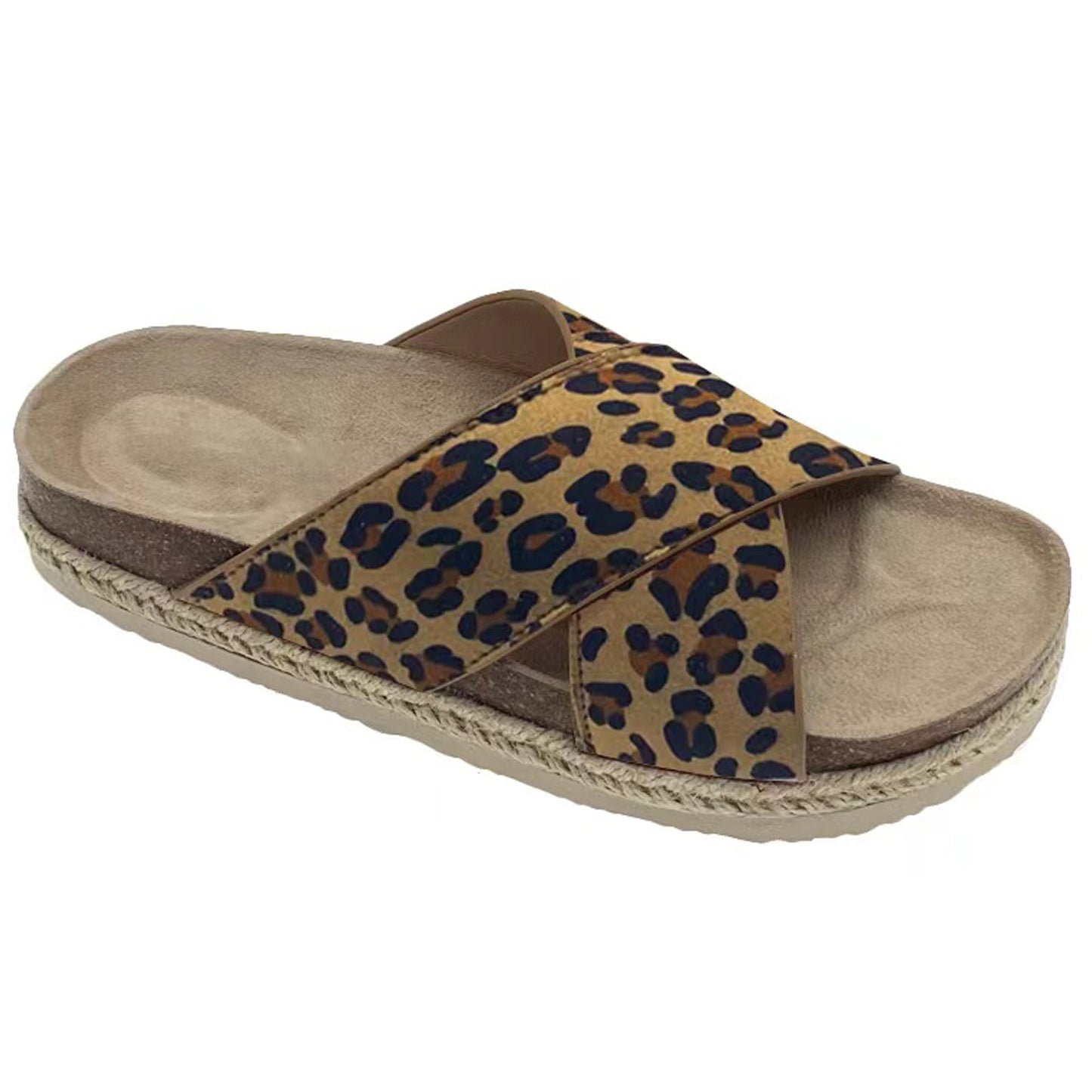 Women's Classic Criss Cross Platform Sandals Espadrilles Leopard