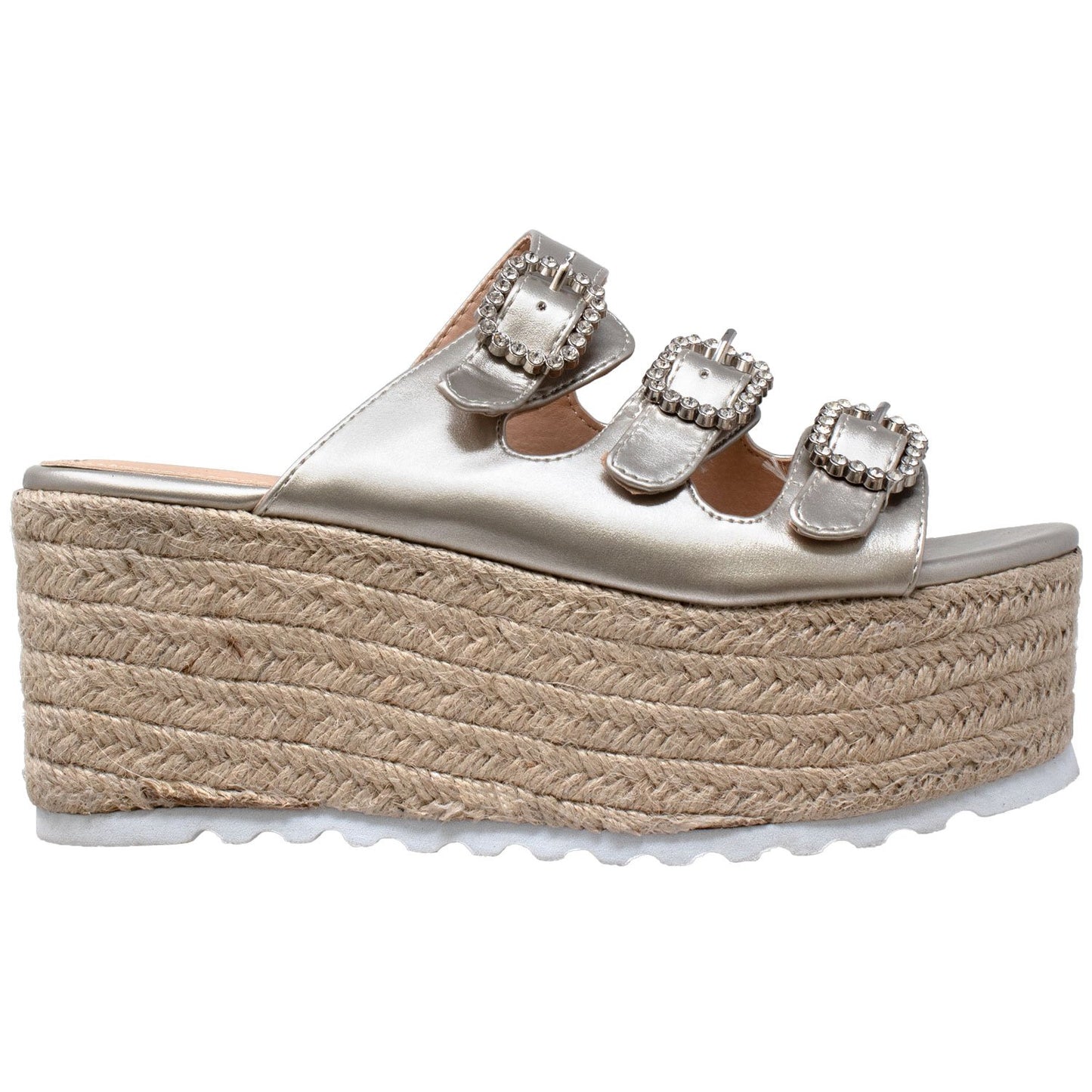 Rhinestone Platform Espadrille Wedge Sandal