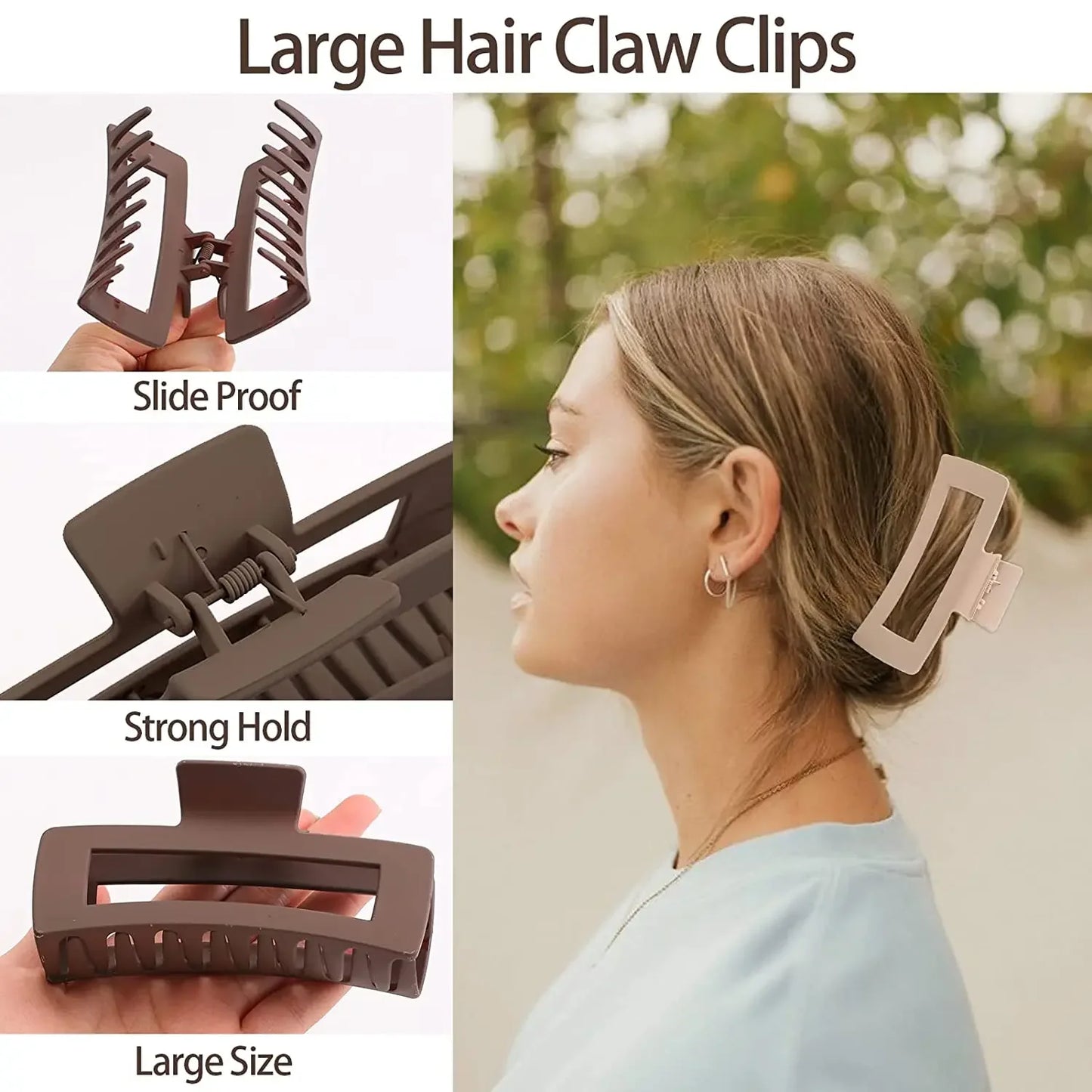 4Pcs/Set Women Girls Claw Clips Coffee Black Hair Claw Nonslip Crab