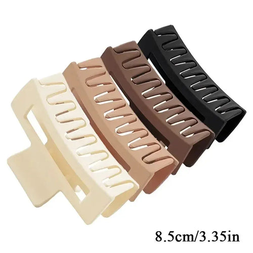 4pcs Hair Claw Simple Style Solid Color Hollow Shark Claw Back Head