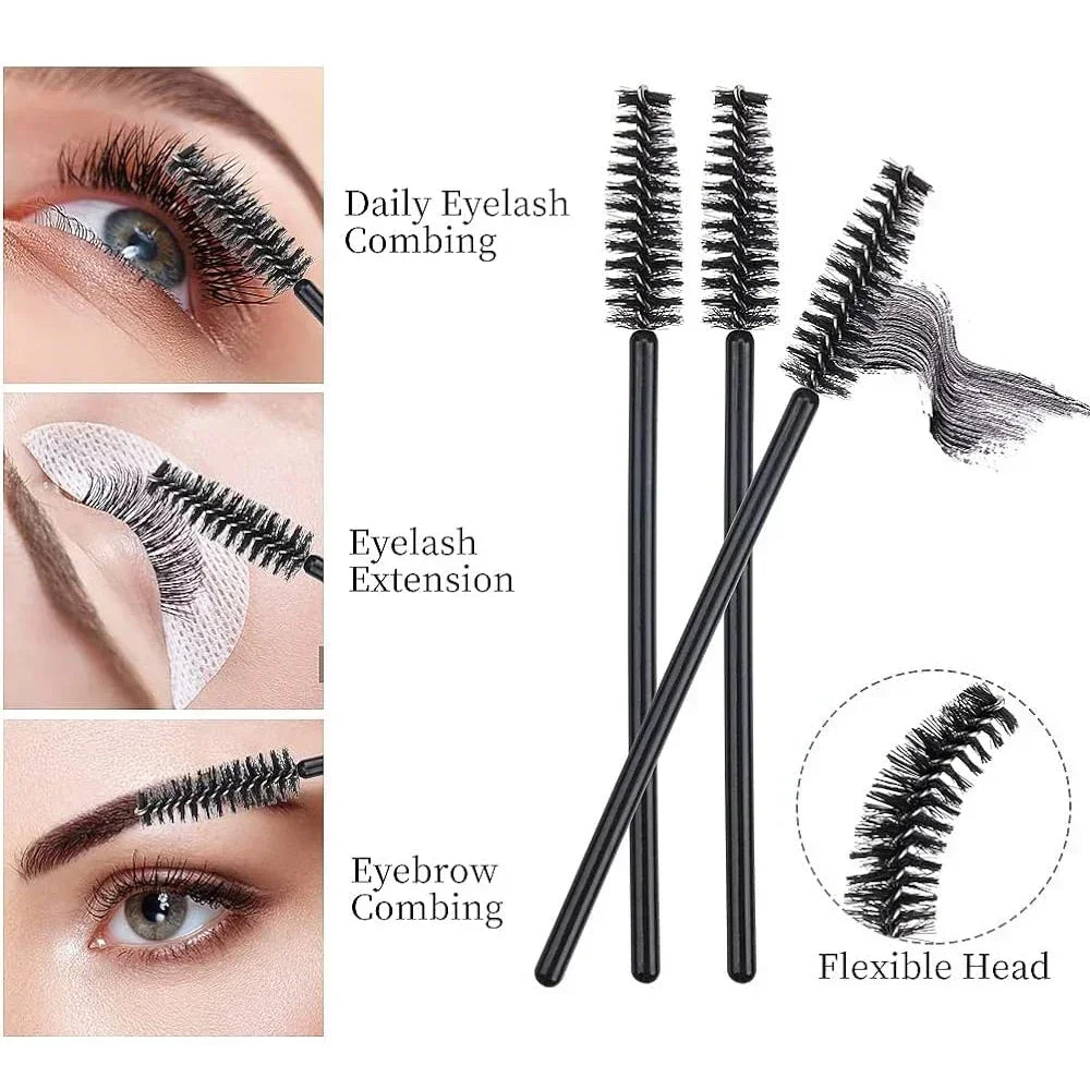 50/100Pcs Makeup Brushes Disposable Eyebrow Brush Mascara Wand