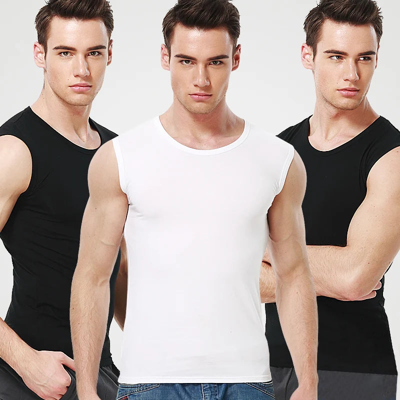 Pure cotton broadband bottom sports tight tank top for men in summer,