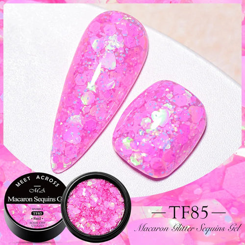 MEET ACROSS 5ml Pink Dried Flower Gel Nail Polish Natural Flower Fairy