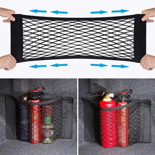 1pc Universal Car Storage Bag Double Mesh Trunk Storage Net, Car