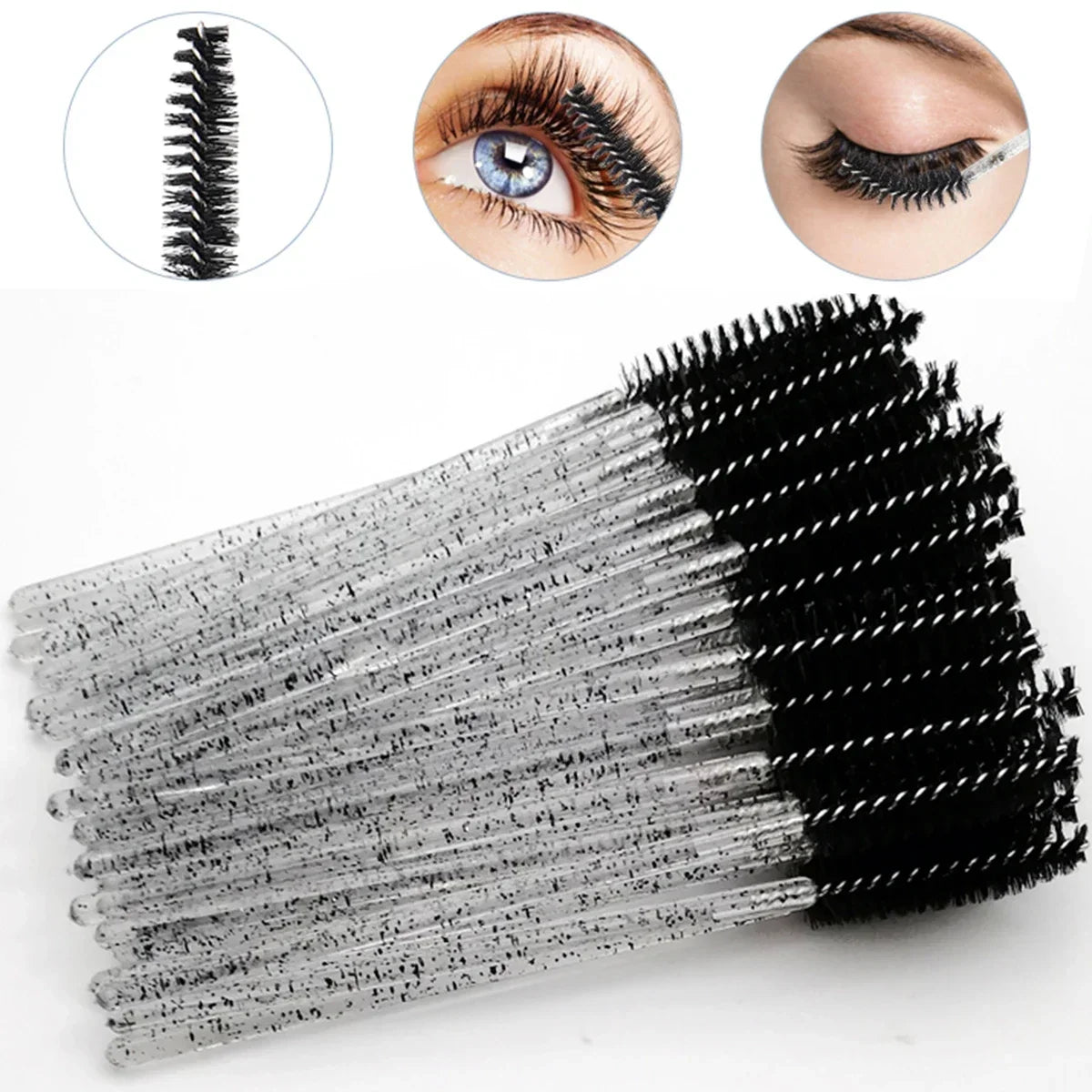 50pcs Disposable Eyelash Brushes Crystal Eye lash Mascara Wands