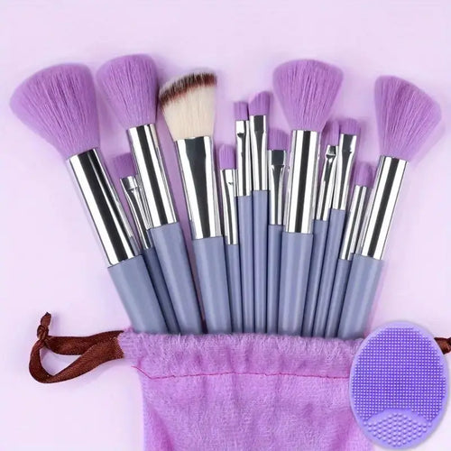 13pcs Premium Synthetic Nylon Bristle Makeup Brush Set - Soft, Gentle,