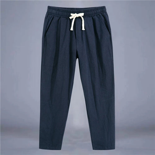 Men's Trousers Cotton Linen Fashion Casual Pants Solid Color