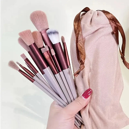 13pcs Premium Synthetic Nylon Bristle Makeup Brush Set - Soft, Gentle,