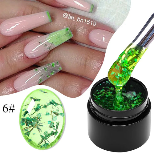 MEET ACROSS 5ml Pink Dried Flower Gel Nail Polish Natural Flower Fairy