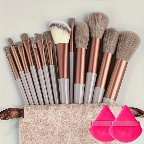 13pcs Premium Synthetic Nylon Bristle Makeup Brush Set - Soft, Gentle,