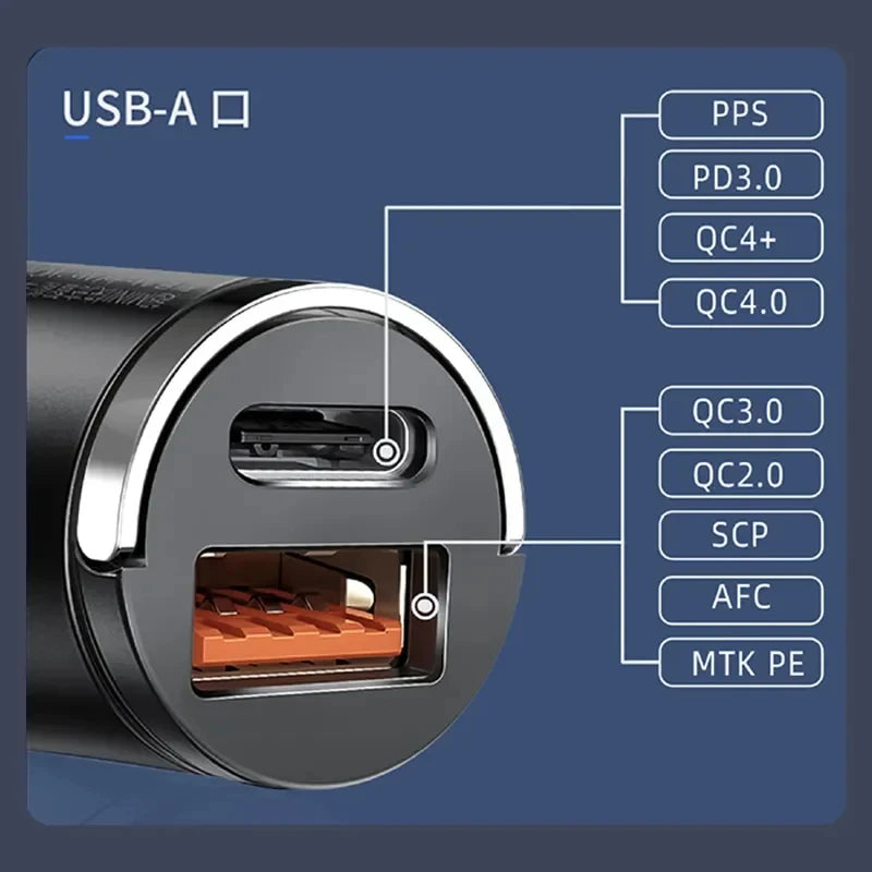 100W Car Charger Lighter PD Fast Charging For IPhone QC3.0 Mini USB