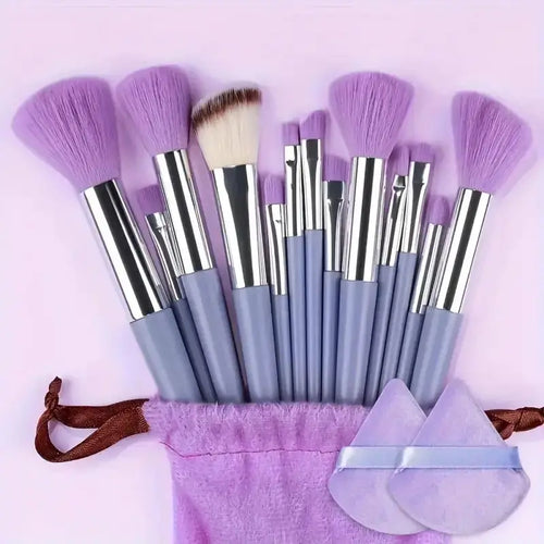 13pcs Premium Synthetic Nylon Bristle Makeup Brush Set - Soft, Gentle,