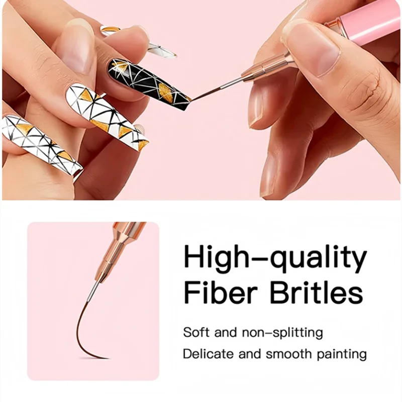 5 Pcs Nail Art Liner Brushes Set Elongated Lines Striping Drawing UV