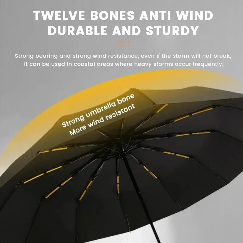 12 Bone Black Glue Fully Automatic Umbrella With Thick And Durable