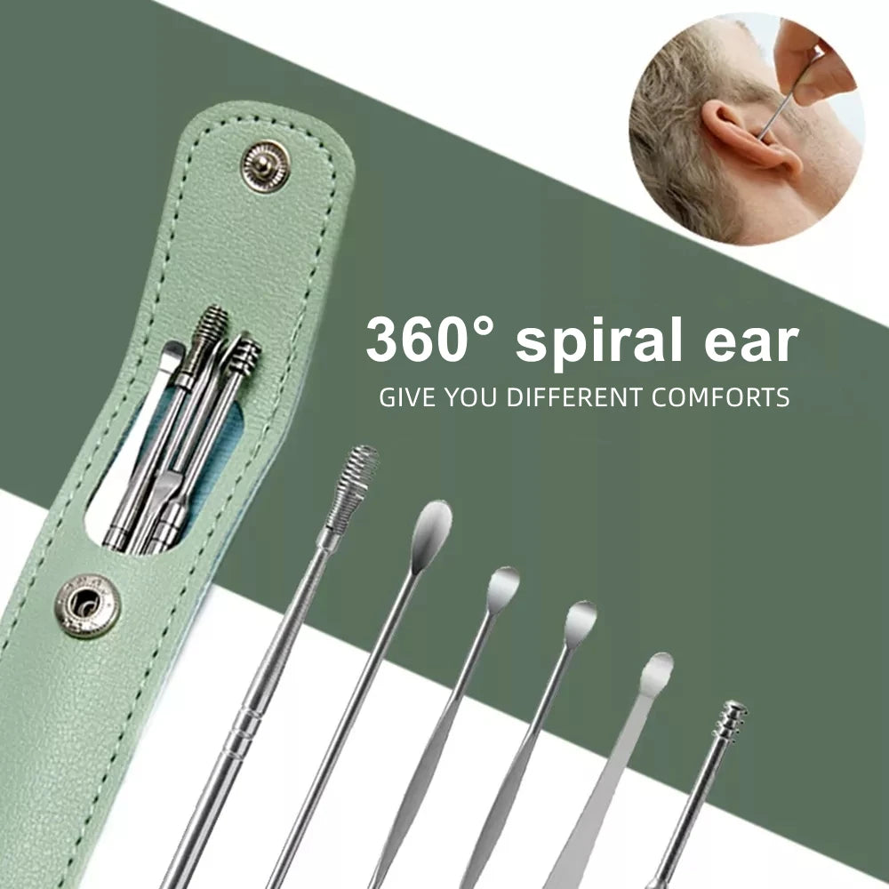 6Pcs/set ear cleaner Ear Wax Pickers Stainless Steel Earpick Wax