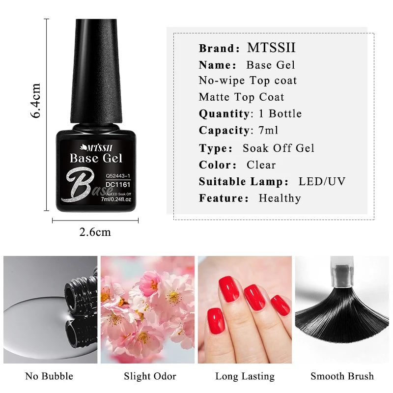 MTSSII 7ml Base Gel Nail polish Bright Color Semi Permanent Soak Off