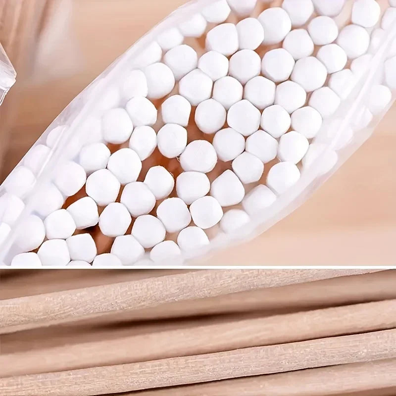 100/500/700/1000pcs Double Head Wood Cotton Swab Nose Ears Cleaning