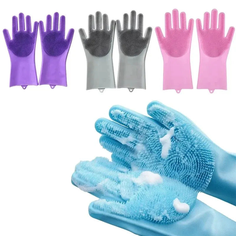 Dishwashing Cleaning Gloves Magic Silicone Rubber Dish Washing Gloves