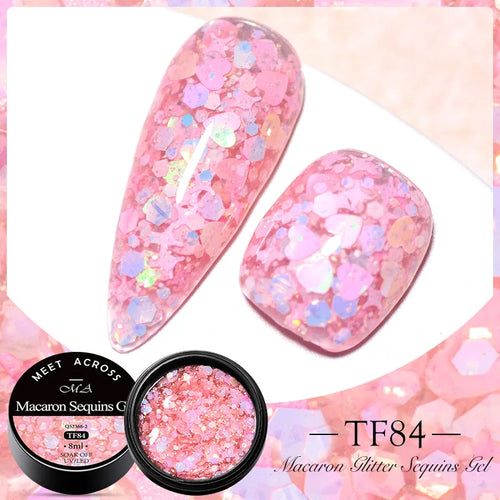 MEET ACROSS 5ml Pink Dried Flower Gel Nail Polish Natural Flower Fairy