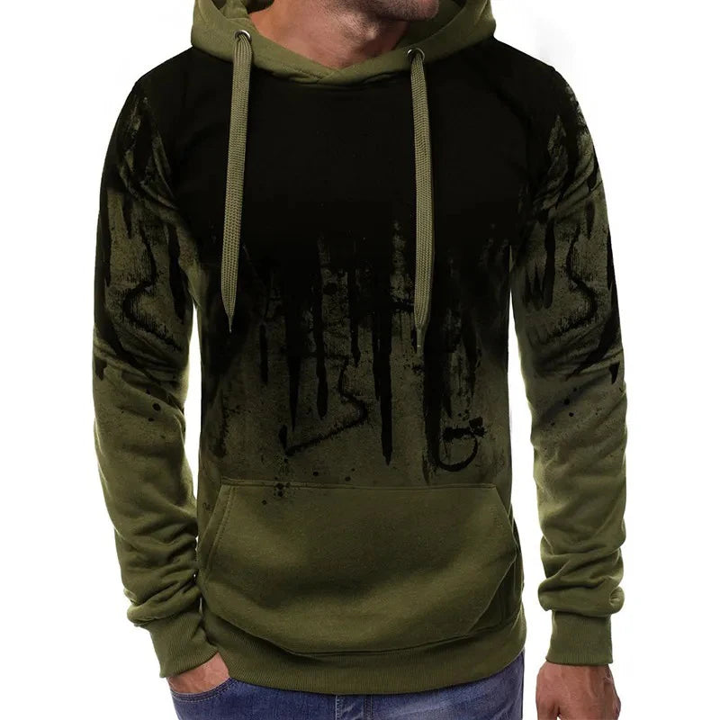 Gradient Print Men's Pullover Hooded Sweatshirt Spring Autumn Daily