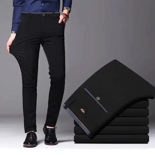 Men's Elastic Straight Pants Business Casual Long Suit Pants Male