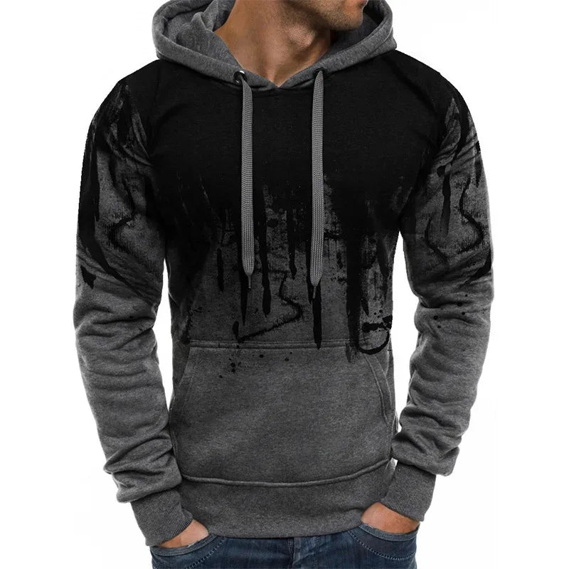 Gradient Print Men's Pullover Hooded Sweatshirt Spring Autumn Daily