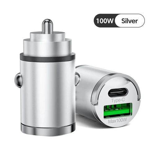 100W Car Charger Lighter PD Fast Charging For IPhone QC3.0 Mini USB