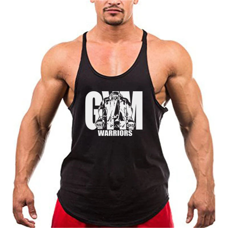 Men's Fitness Bodybuilding Tank Tops Brand Gym Sportswear Cotton