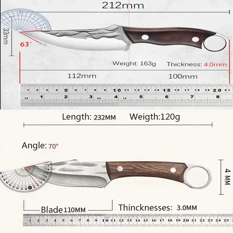 Stainless Steel Boning Knife Meat Cleaver Kitchen Knife Handmade