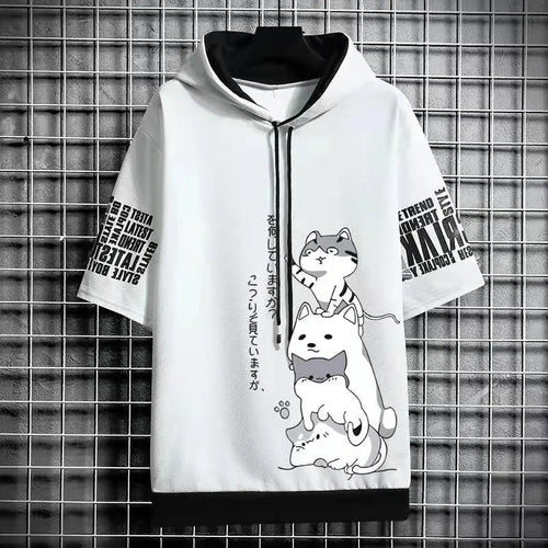 Japan Fashion Men's Hoodies Summer Men Clothing Cartoon Casual