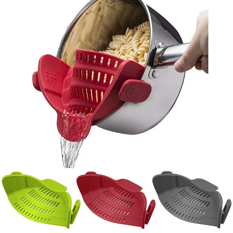 Universal Silicone Clip on Pan Pot Strainer Anti Spill Pasta Pot