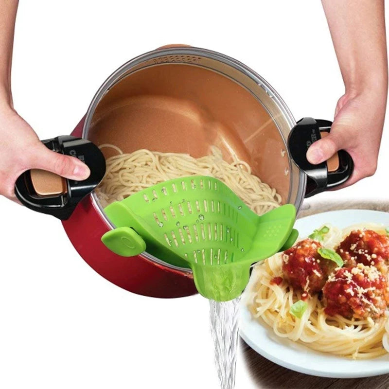 Universal Silicone Clip on Pan Pot Strainer Anti Spill Pasta Pot