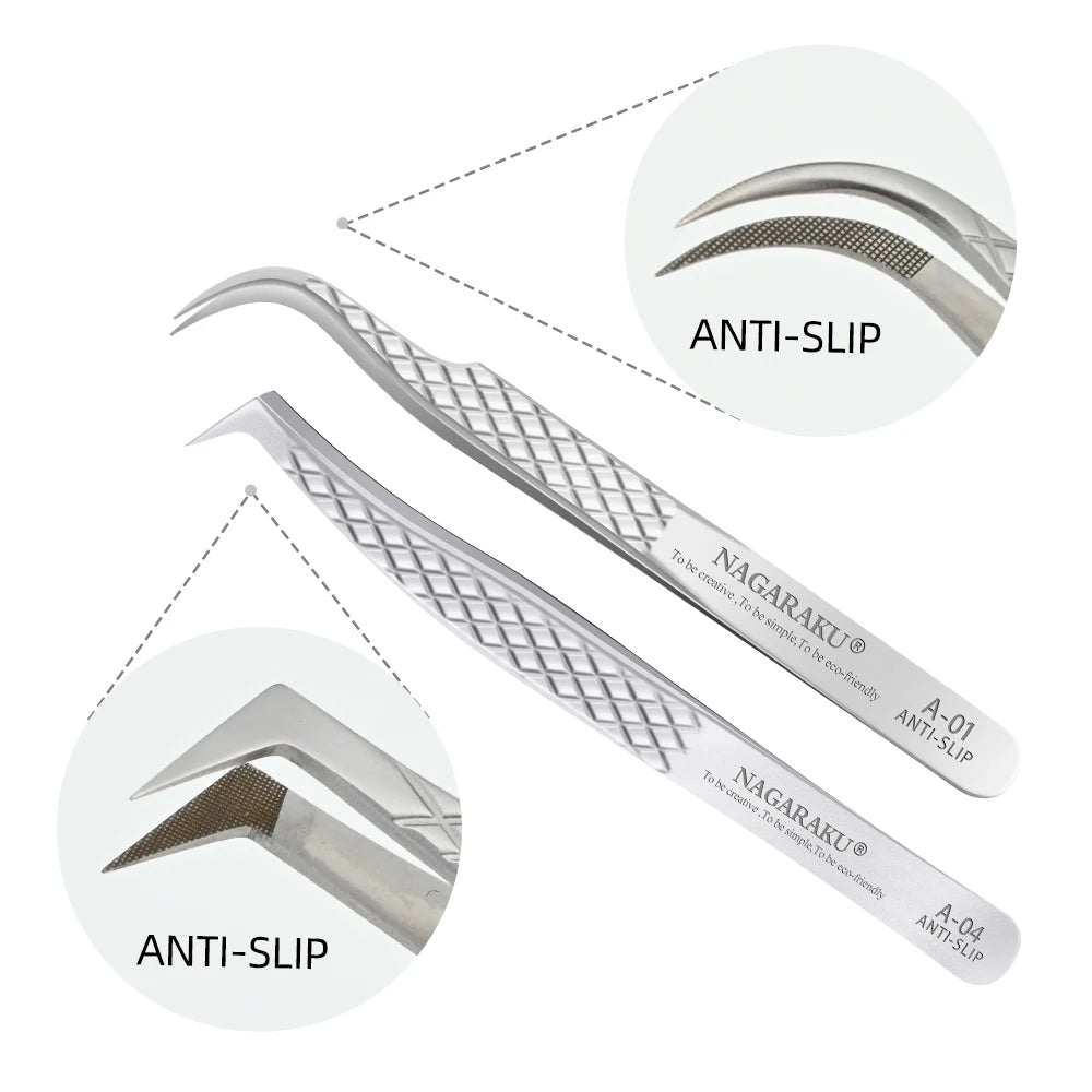 NAGARAKU Eyelash Extension Tweezers Makeup Tools Stainless Steel