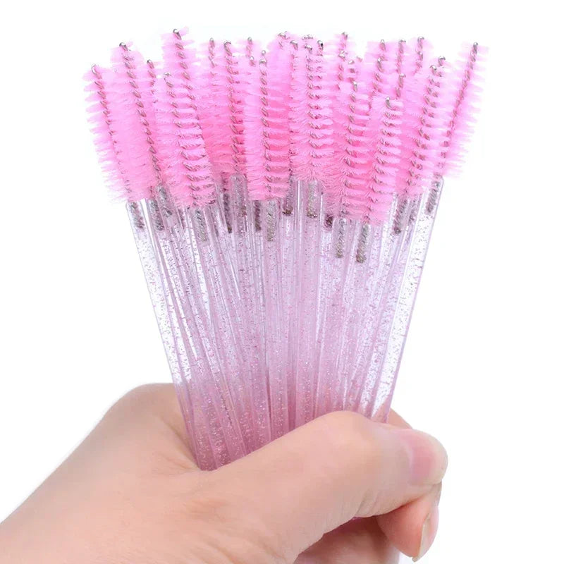 50pcs Disposable Eyelash Brushes Crystal Eye lash Mascara Wands