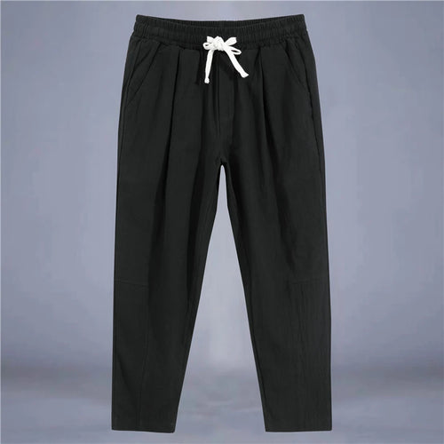 Men's Trousers Cotton Linen Fashion Casual Pants Solid Color