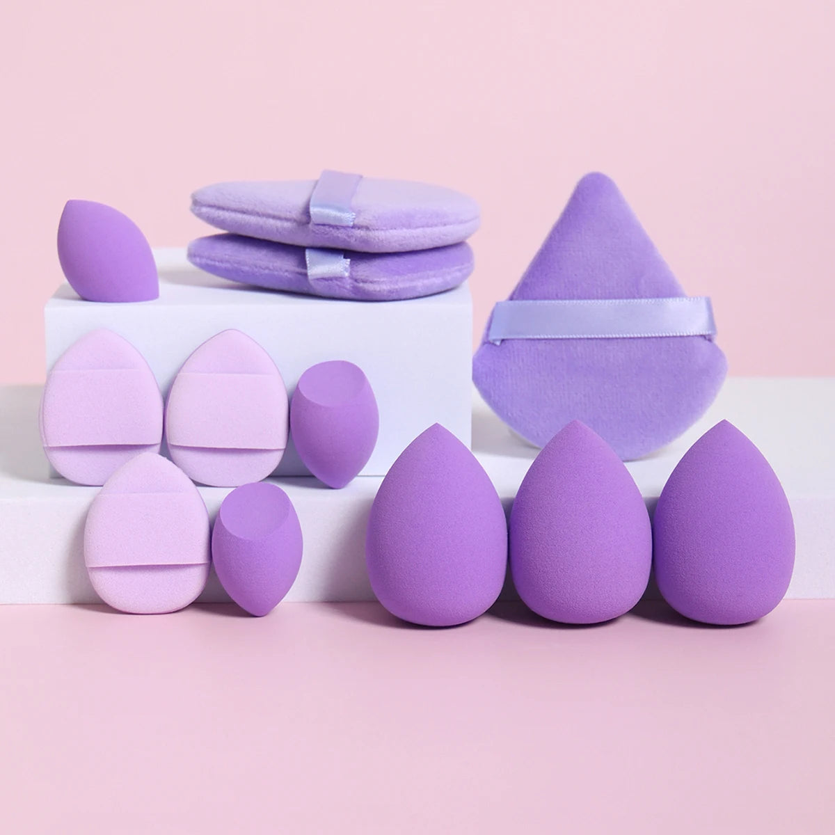 12-Piece All-Purpose Makeup Sponge Set, Made of 3 Loose Powder Puffs,