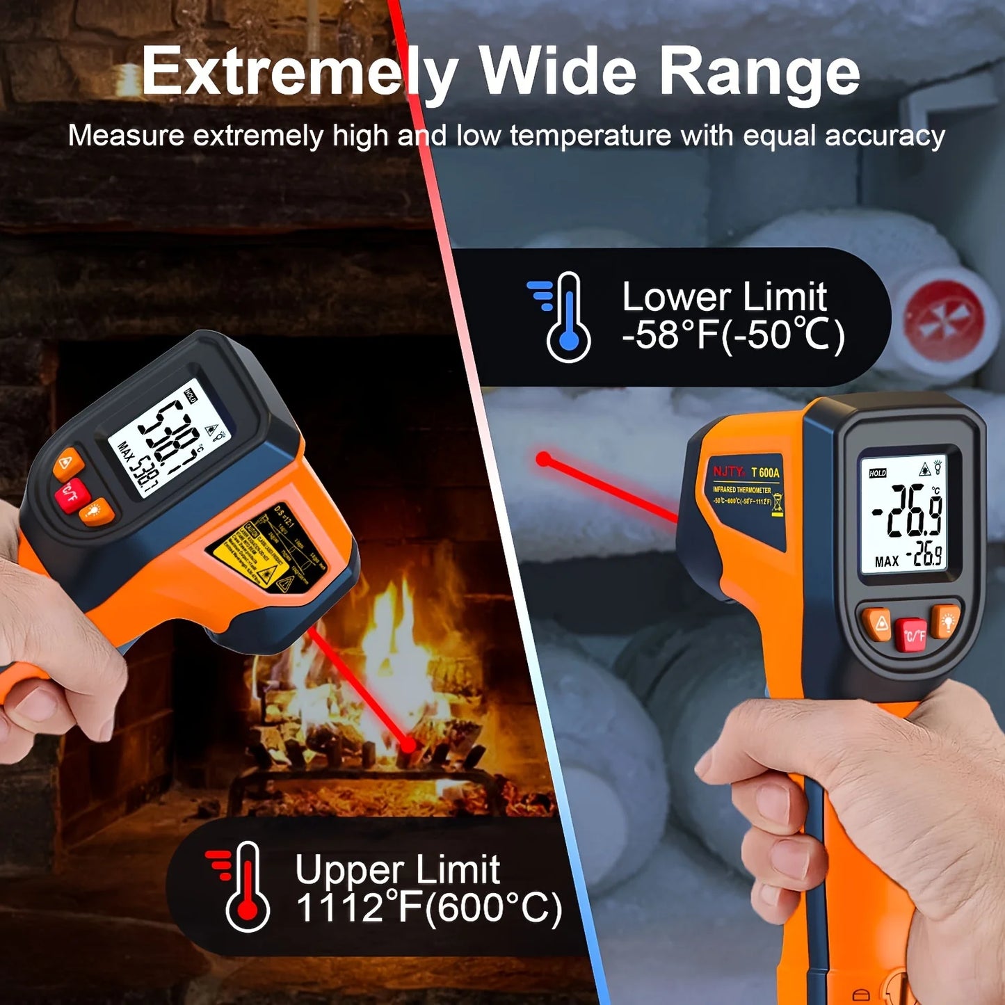 NJTY Infrared Thermometer Handheld Temperature Gun Non-Contact Laser