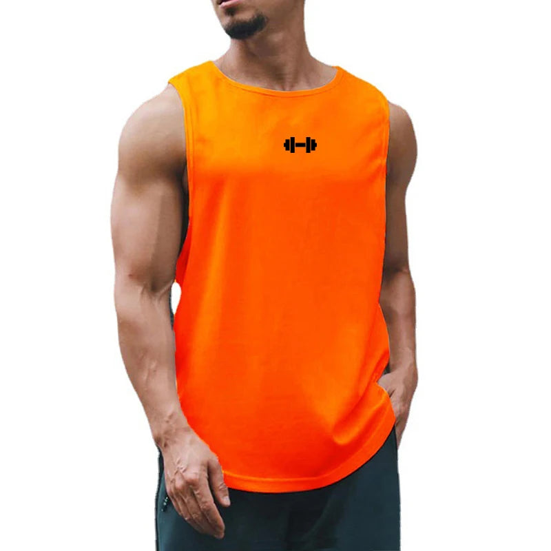 Summer Mens Gym Tank Tops Fitness Clothing Mesh Quick Dry Loose Fit