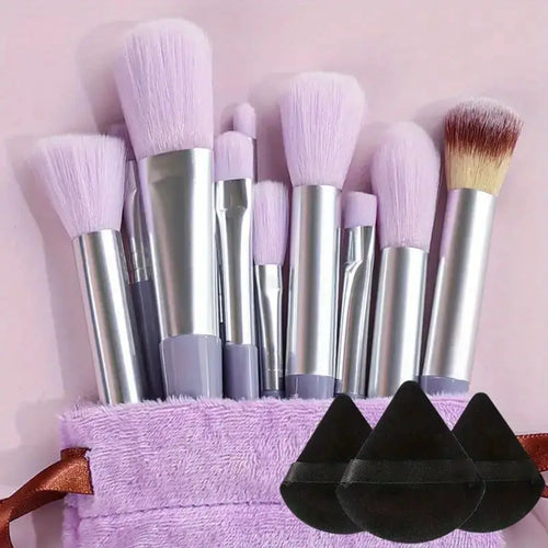 13pcs Premium Synthetic Nylon Bristle Makeup Brush Set - Soft, Gentle,