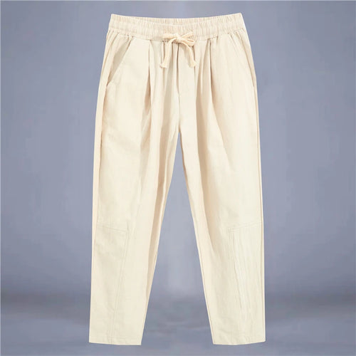 Men's Trousers Cotton Linen Fashion Casual Pants Solid Color