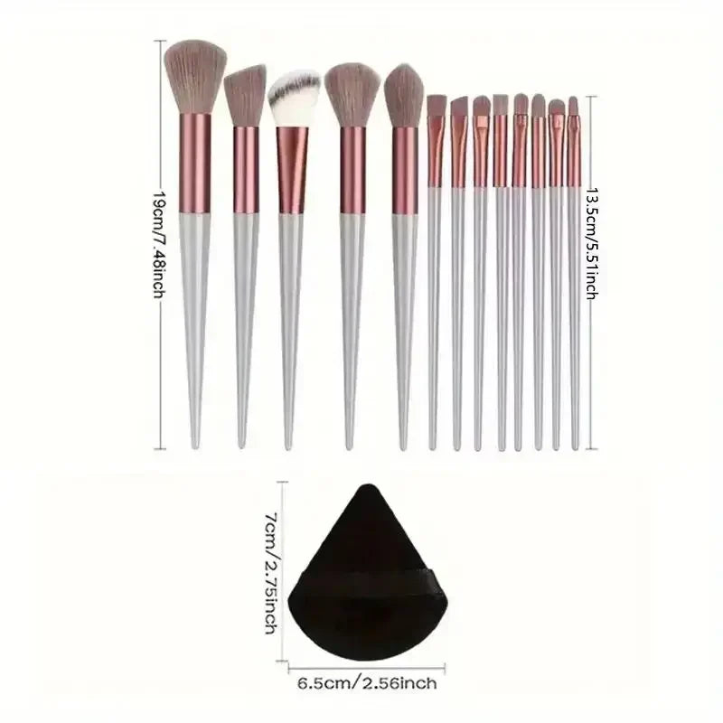 13pcs Premium Synthetic Nylon Bristle Makeup Brush Set - Soft, Gentle,