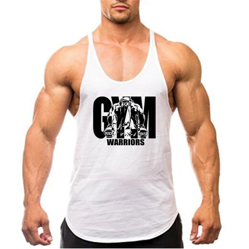 Men's Fitness Bodybuilding Tank Tops Brand Gym Sportswear Cotton