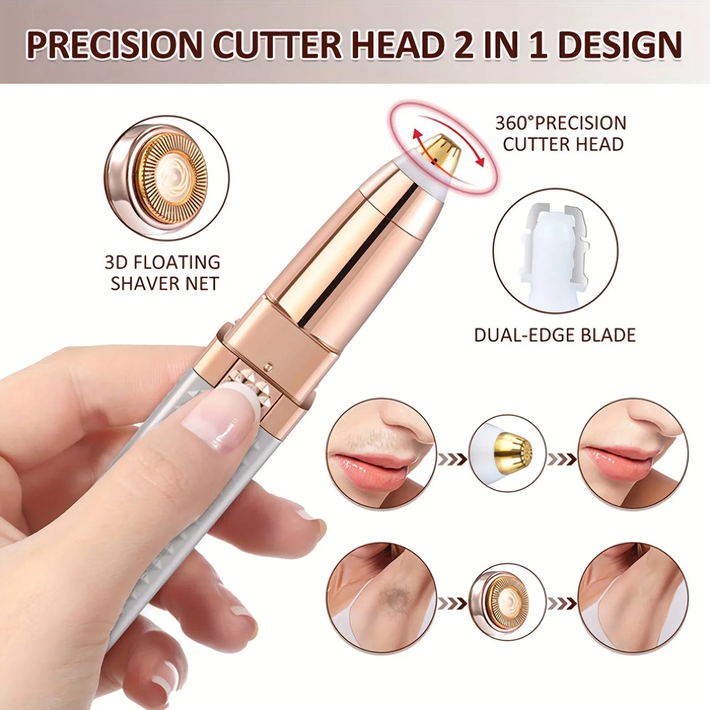 2 in 1 Multifunctional Lipstick Shaver with LED Light Armpit Hair Leg