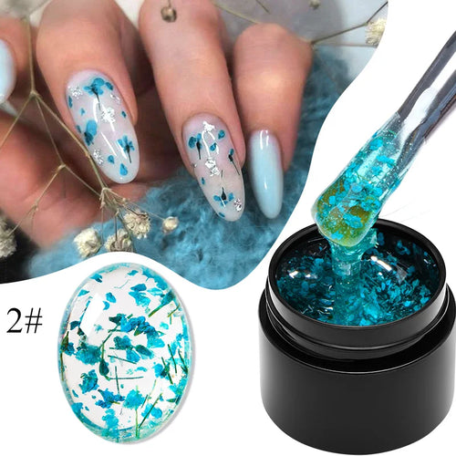 MEET ACROSS 5ml Pink Dried Flower Gel Nail Polish Natural Flower Fairy