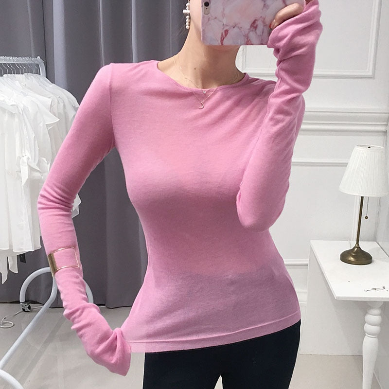 Shintimes Sexy Shirt Women T Shirt Long Sleeve Korean Style Slim Basic