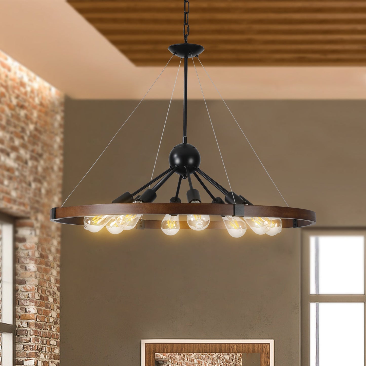 (New SKU:W1340P206642) 8-Light Retro Farmhouse Chandelier For Kitchen,