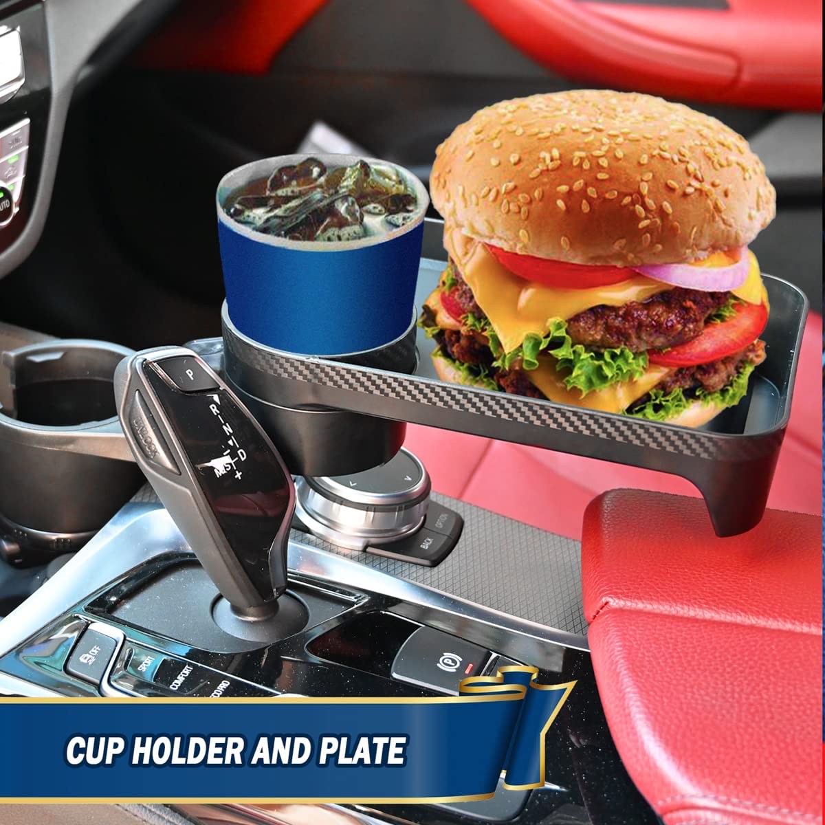 Multifunctional Car Cup Holder Expander 360°Rotating with Tray